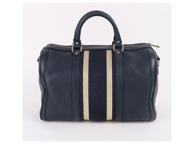 Gucci Borsa Boston in pelle blu navy - vista 4