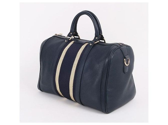 Gucci Borsa Boston in pelle blu navy - vista 5