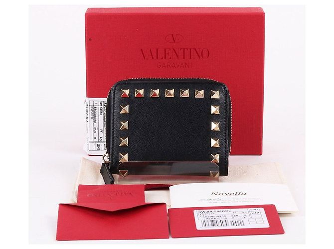 Valentino Rockstud Black Zip Wallet Nero - vista 10