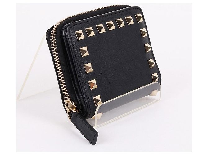 Valentino Rockstud Black Zip Wallet Nero - vista 2