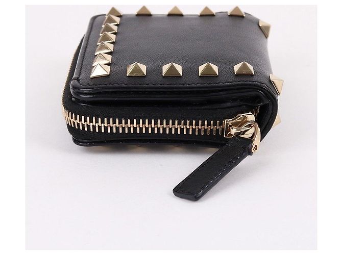 Valentino Rockstud Black Zip Wallet Nero - vista 3