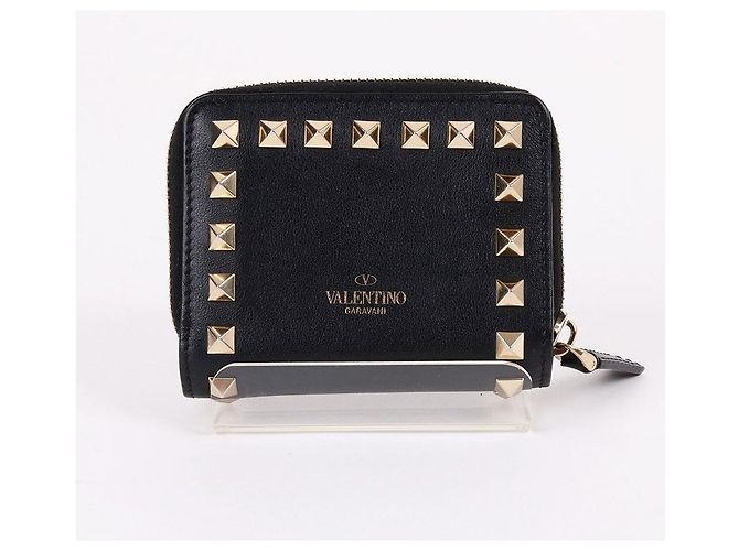 Valentino Rockstud Black Zip Wallet Nero - vista 5