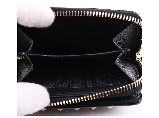 Valentino Rockstud Black Zip Wallet Nero - vista 8