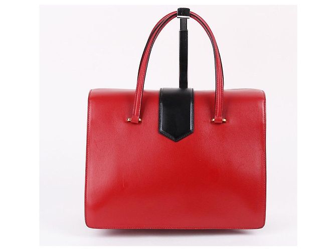 Prada Rote Leder-Tote mit goldenen Akzenten - Ansicht 9