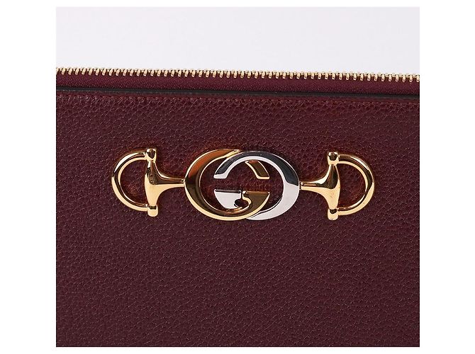Gucci Burgundy Leather Jumi Medium Clutch Bag Rosso - vista 2