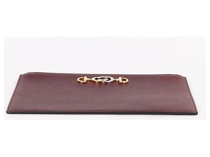 Gucci Burgundy Leather Jumi Medium Clutch Bag Rosso - vista 6