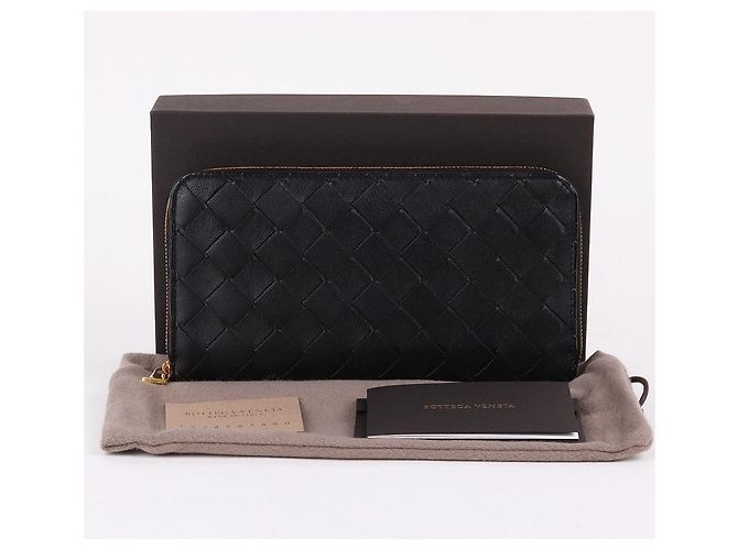 Bottega Veneta Cartera larga con cremallera negra de acero inoxidable dorado - vista 10