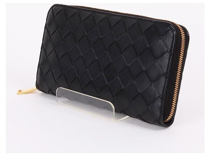 Bottega Veneta Cartera larga con cremallera negra de acero inoxidable dorado - vista 2