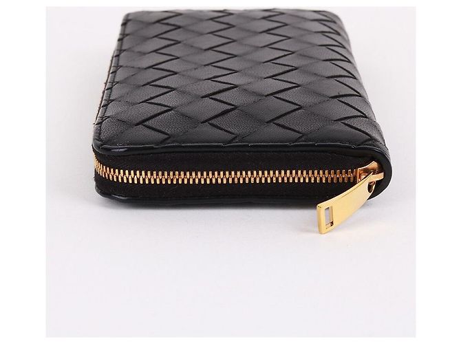 Bottega Veneta Cartera larga con cremallera negra de acero inoxidable dorado - vista 3