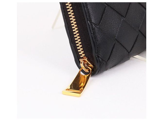 Bottega Veneta Cartera larga con cremallera negra de acero inoxidable dorado - vista 4