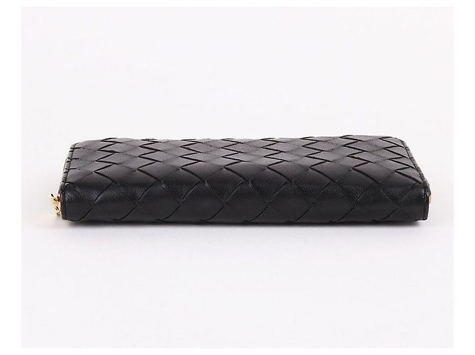 Bottega Veneta Cartera larga con cremallera negra de acero inoxidable dorado - vista 5