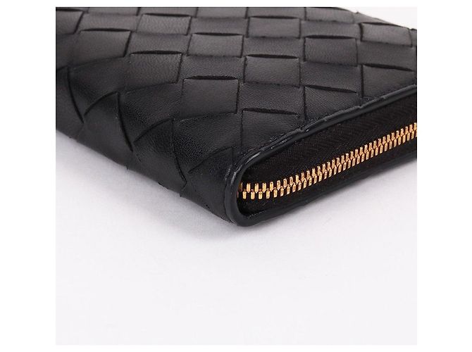 Bottega Veneta Cartera larga con cremallera negra de acero inoxidable dorado - vista 6