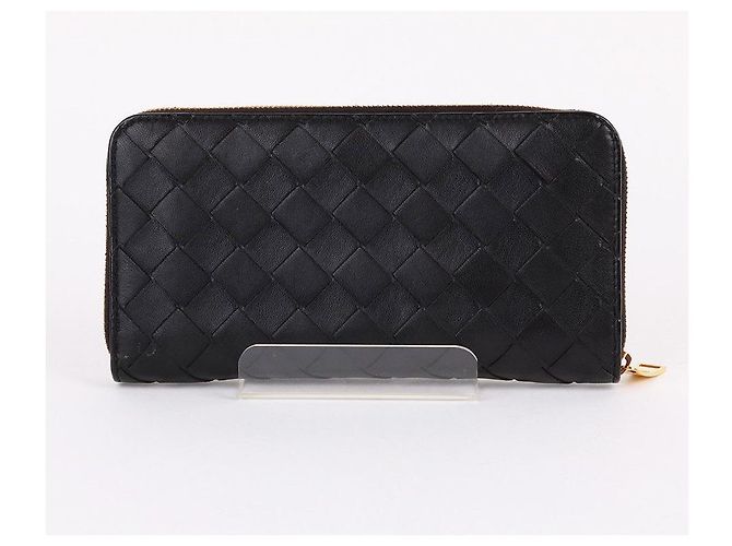 Bottega Veneta Cartera larga con cremallera negra de acero inoxidable dorado - vista 7
