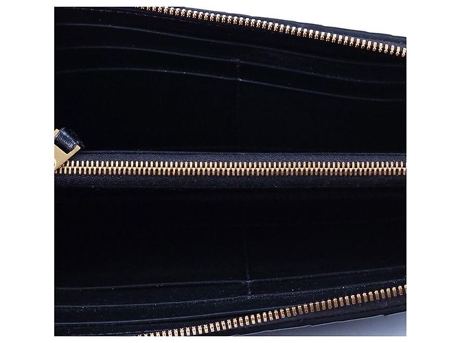 Bottega Veneta Cartera larga con cremallera negra de acero inoxidable dorado - vista 8