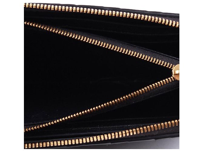 Bottega Veneta Cartera larga con cremallera negra de acero inoxidable dorado - vista 9