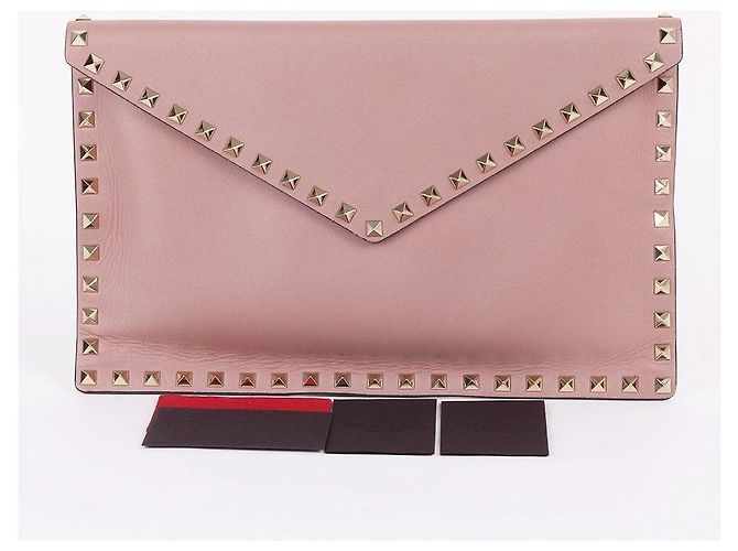 Valentino Borsa Clutch Donna Rockstud Beige Scuro Marrone - vista 9