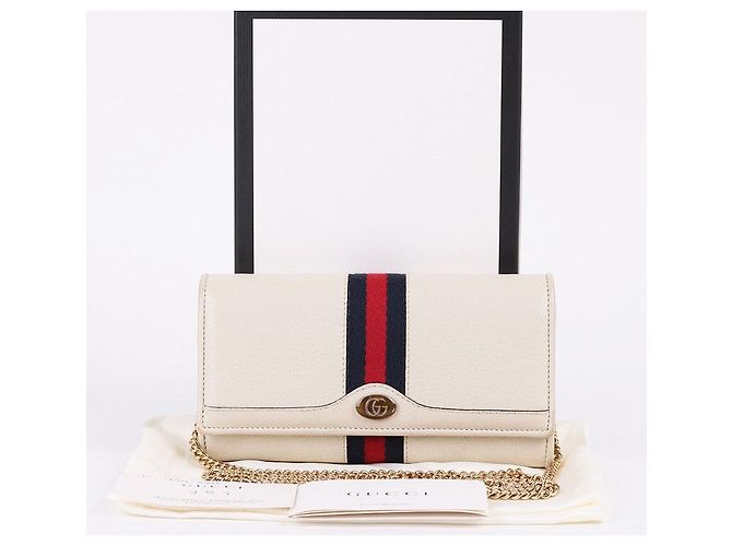 Gucci GG Ophidia Langer Geldbeutel Weiß mit Kette - Ansicht 11