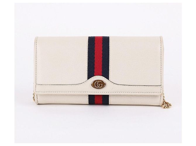 Gucci GG Ophidia Langer Geldbeutel Weiß mit Kette - Ansicht 2