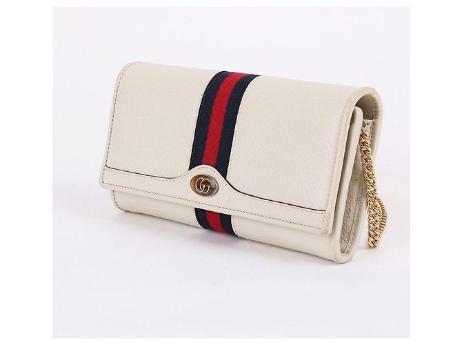 Gucci GG Ophidia Langer Geldbeutel Weiß mit Kette - Ansicht 3