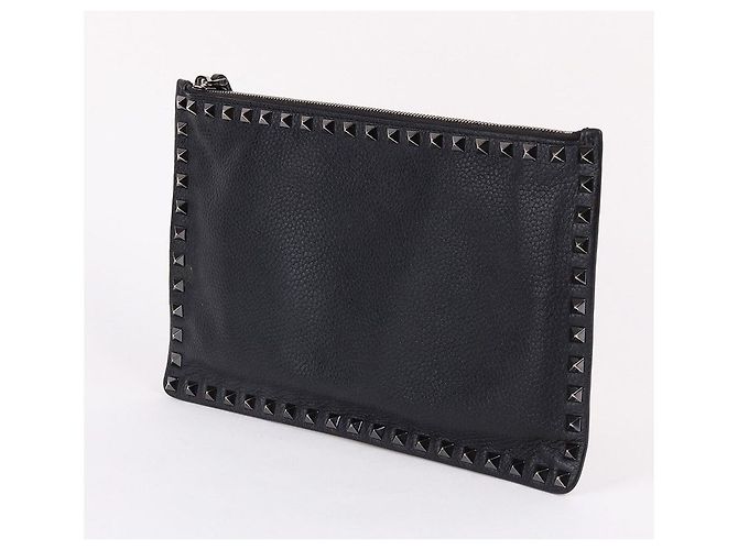 Valentino Borsa clutch media in pelle nera Nero - vista 2