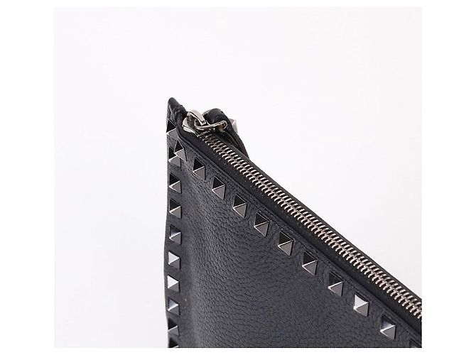Valentino Borsa clutch media in pelle nera Nero - vista 3