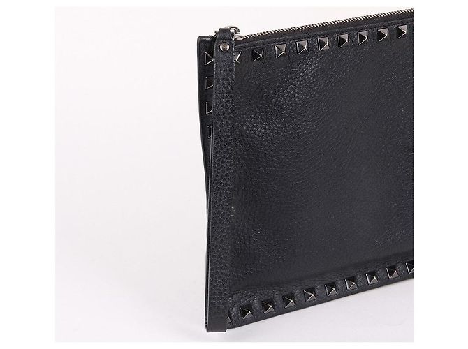 Valentino Borsa clutch media in pelle nera Nero - vista 4