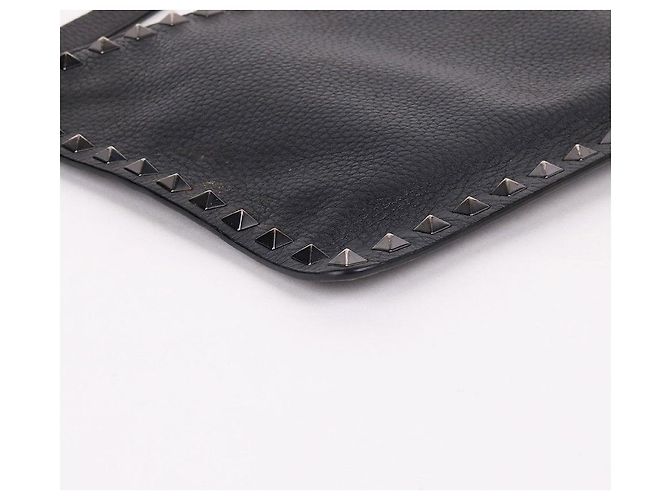Valentino Borsa clutch media in pelle nera Nero - vista 7