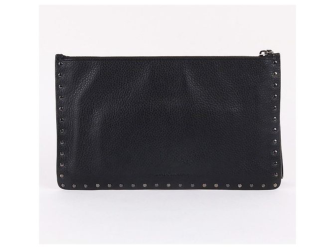 Valentino Borsa clutch media in pelle nera Nero - vista 8