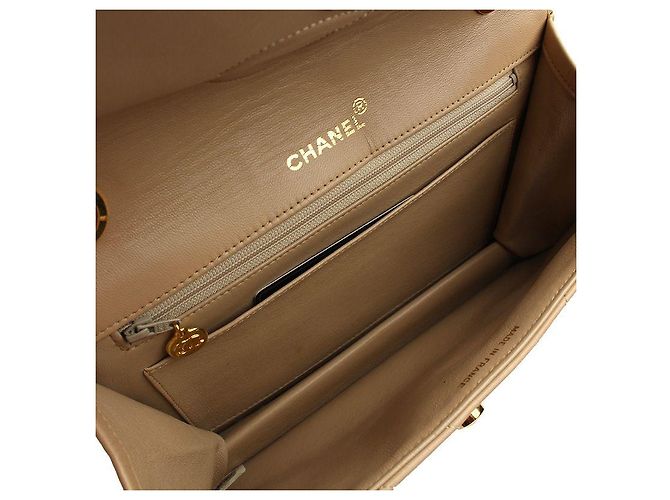 Chanel Beige Lammleder Chevron Umhängetasche Braun - Ansicht 5