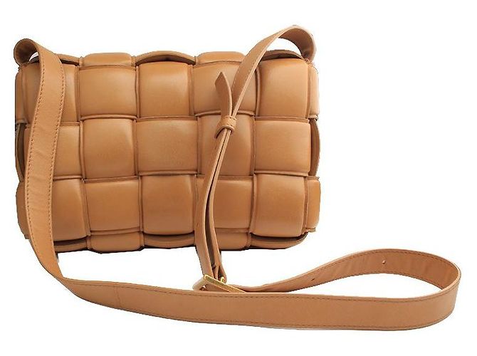 Cassette Bolsa Cassete em pele de cordeiro camelo Bottega Veneta Marrom - vista 3