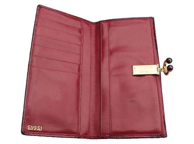 Gucci Cartera larga Wani Gold en forma de herradura burdeos Roja - vista 4