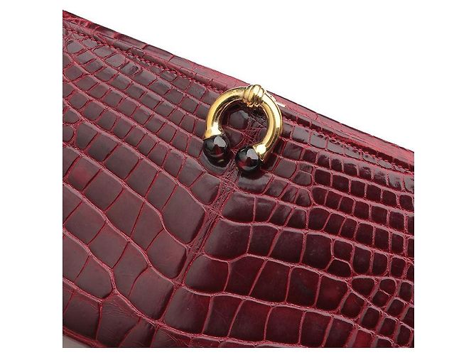 Gucci Cartera larga Wani Gold en forma de herradura burdeos Roja - vista 6