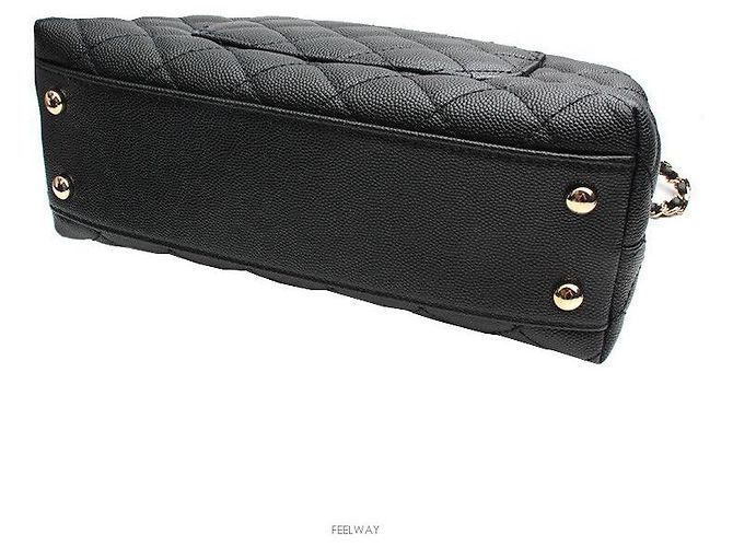 Chanel Coco Handle Medio Nero Caviar Lucertola Interno Champagne Oro Con Chip - vista 4
