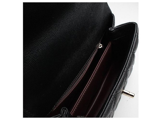 Chanel Coco Handle Medio Nero Caviar Lucertola Interno Champagne Oro Con Chip - vista 5