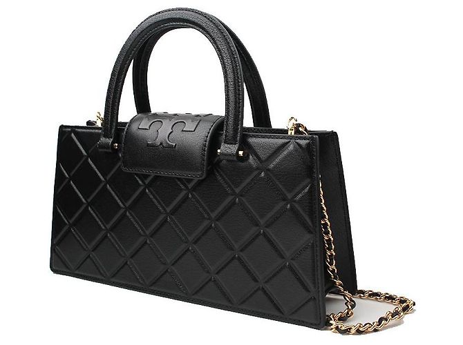 Borsa tote e crossbody in pelle nera trapuntata e stampata Tory Burch Nero - vista 2