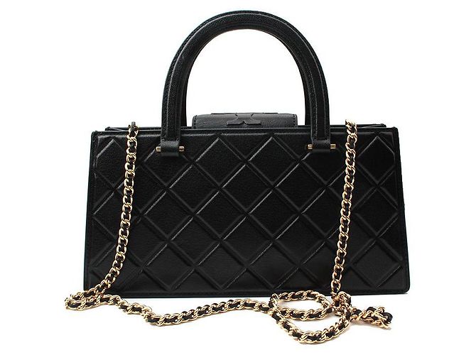 Borsa tote e crossbody in pelle nera trapuntata e stampata Tory Burch Nero - vista 3