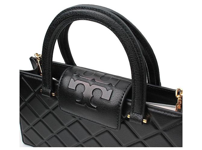 Borsa tote e crossbody in pelle nera trapuntata e stampata Tory Burch Nero - vista 6