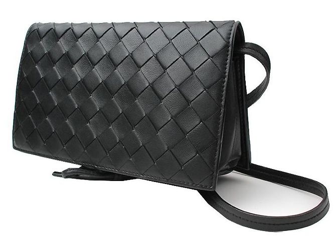 Borsa a tracolla intrecciata nera Bottega Veneta Nero - vista 2