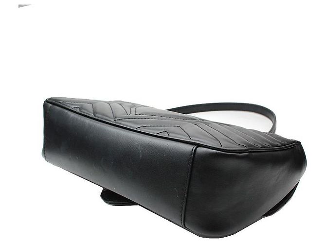 Gucci Borsa a tracolla matelassé nera Marmont GG dorata Nero - vista 4