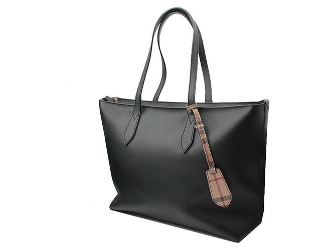 Burberry Llave de cuero negro a cuadros Bolsa de compras - vista 2
