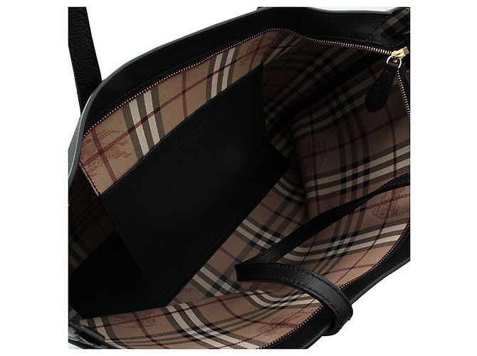 Burberry Llave de cuero negro a cuadros Bolsa de compras - vista 5