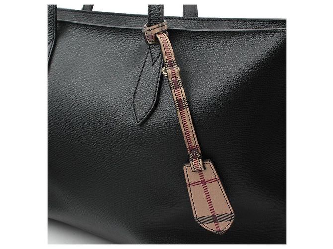Burberry Llave de cuero negro a cuadros Bolsa de compras - vista 6