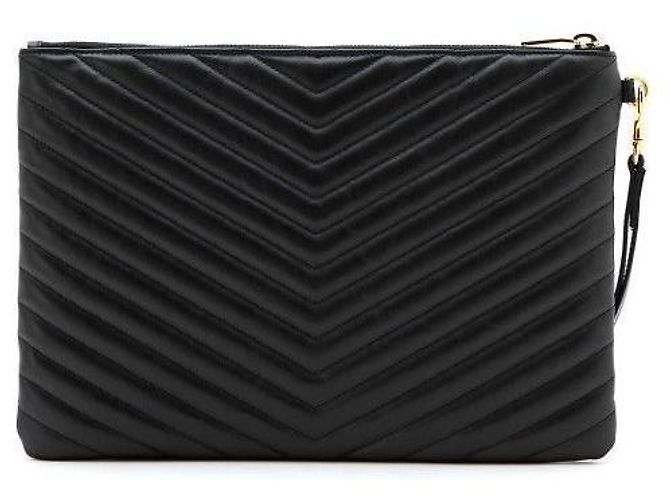 Saint Laurent Clutch New Medium Matelassé Monogram Nero - vista 3