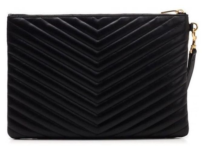 Saint Laurent Clutch New Medium Matelassé Monogram Nero - vista 6