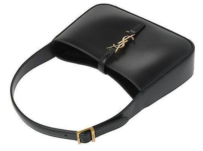 Saint Laurent Borsa hobo piccola con monogramma nera: Nero - vista 3