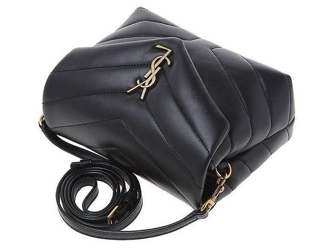 Saint Laurent Bolso Crossbody Mini Toy Lulu Negro Dorado - vista 6