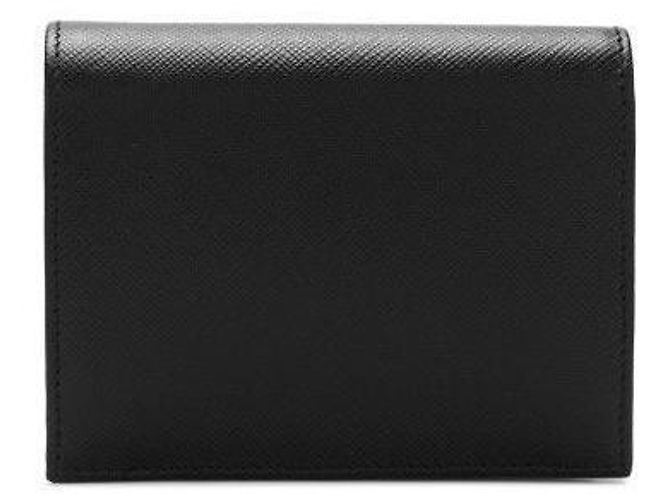 Prada Cartera plegable de cuero Saffiano negro con logo triangular QHH - vista 3