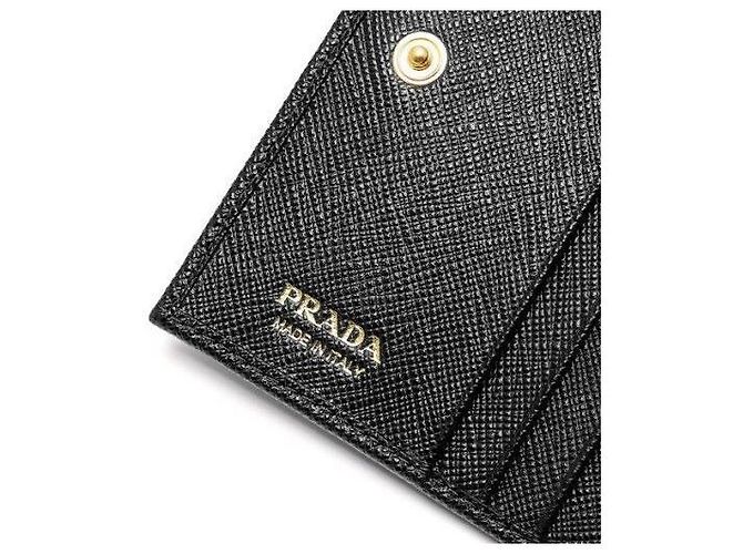 Prada Cartera plegable de cuero Saffiano negro con logo triangular QHH - vista 6