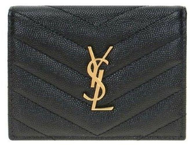 Saint Laurent Portafoglio con patta e hardware dorato Nero - vista 2
