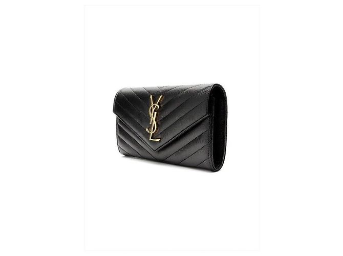 Saint Laurent Monogramm Klapp-Langgeldbörse Gold Schwarz - Ansicht 3